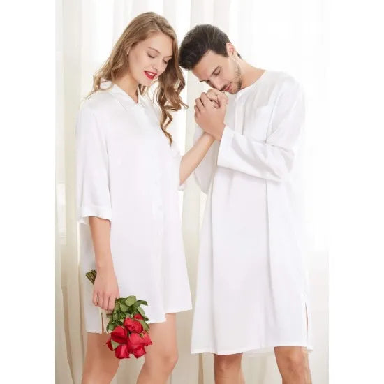 White Silk Couple Nightshirts Rid