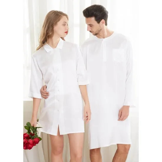 White Silk Couple Nightshirts Rid