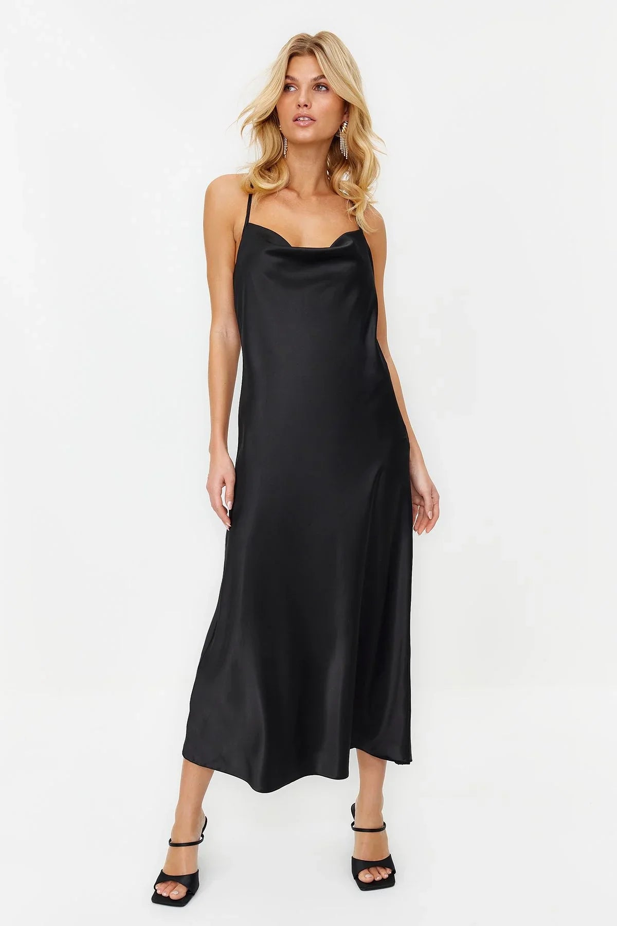 BLACK SILK SEAMLESS BODYCON