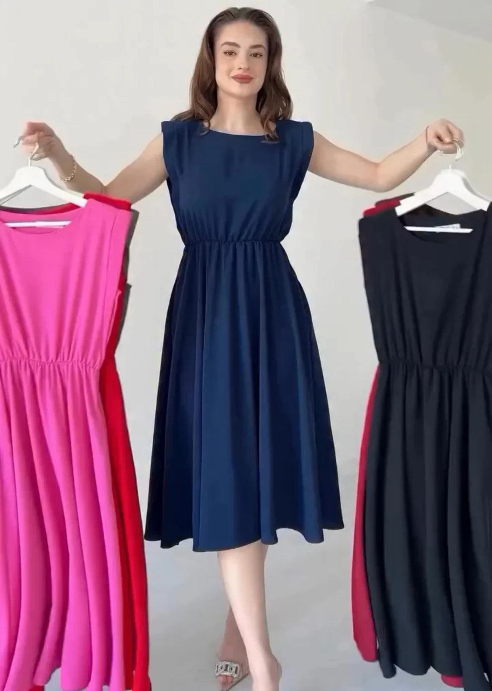 Sleeveless Flared Midi Dress