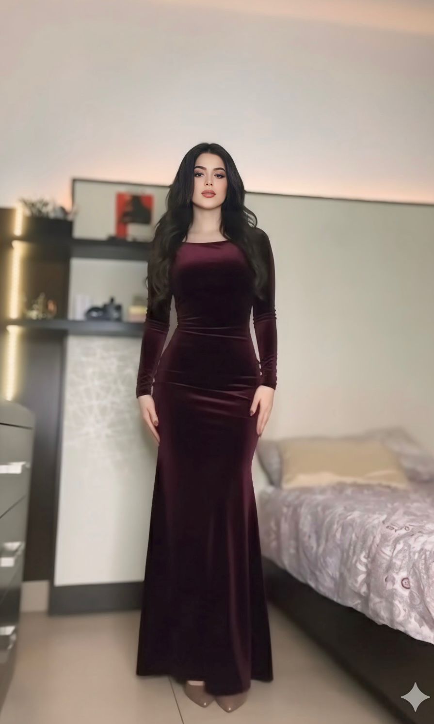 Maroon Velvet Bodycon