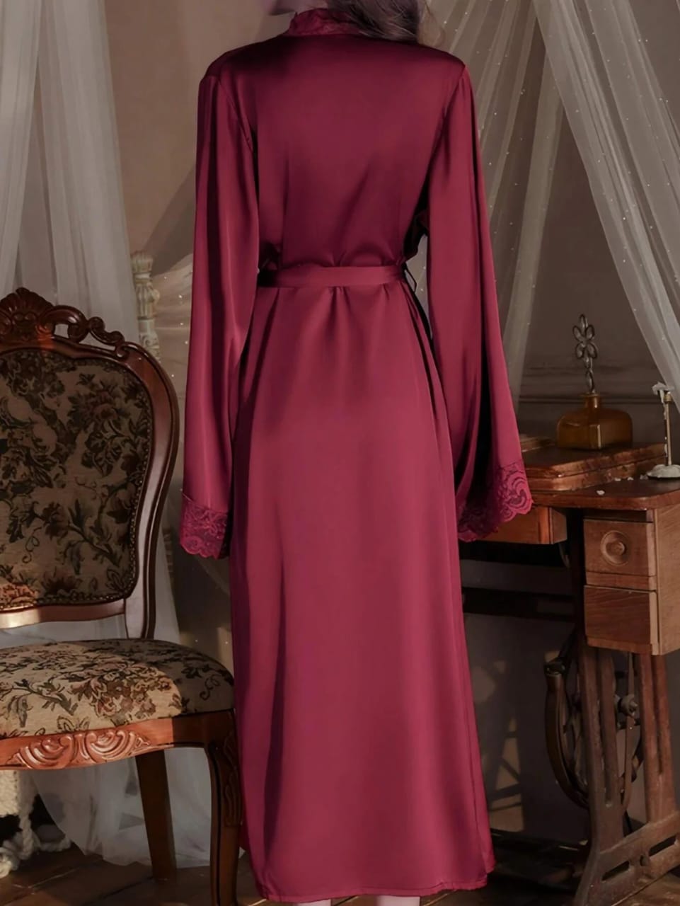 Maroon laced Long Gown