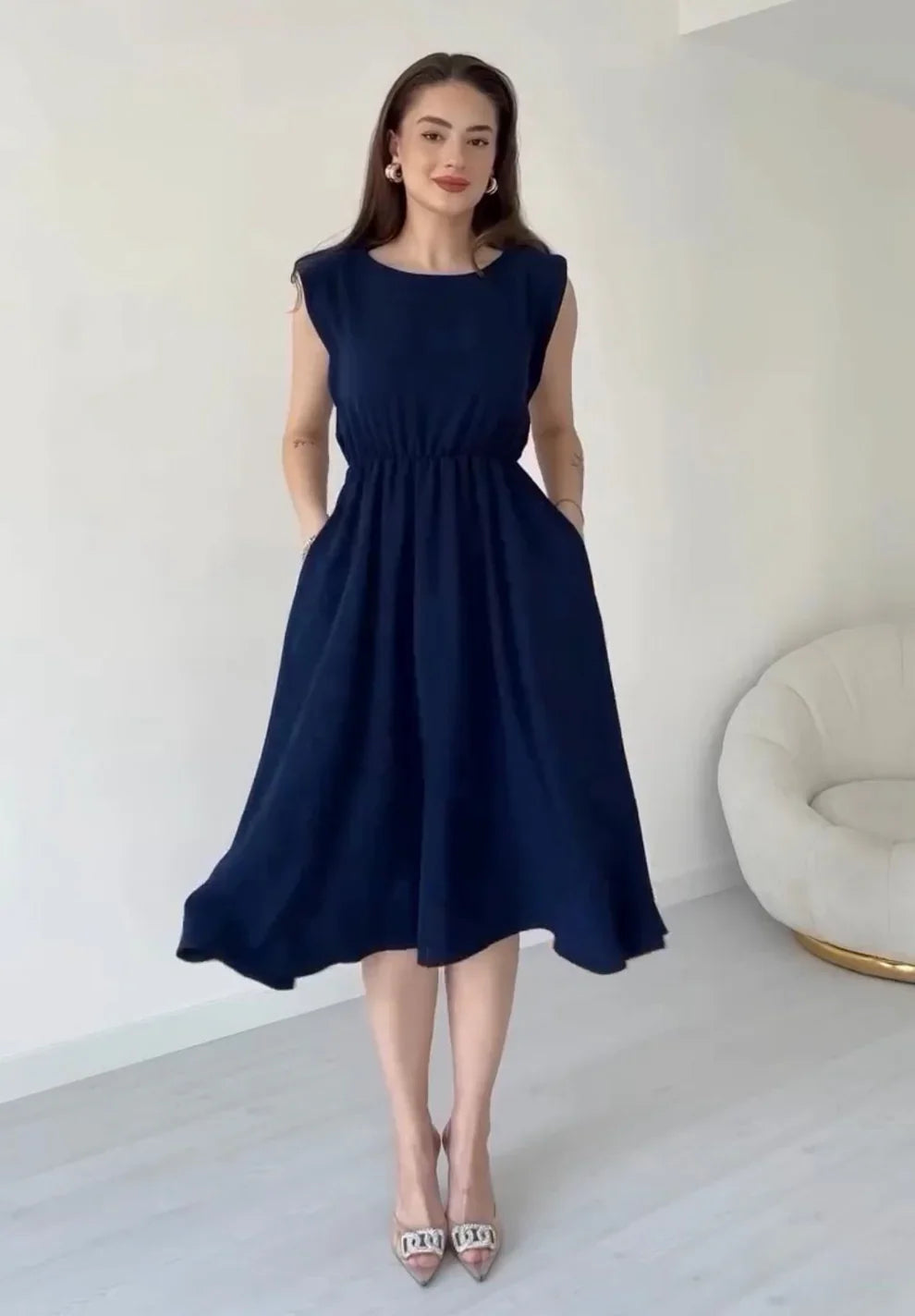Sleeveless Flared Midi Dress