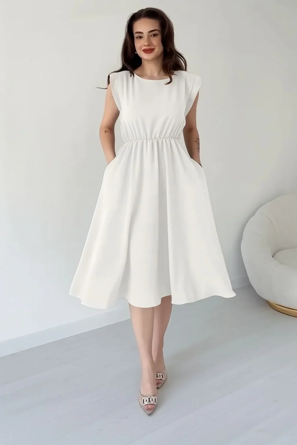 Sleeveless Flared Midi Dress